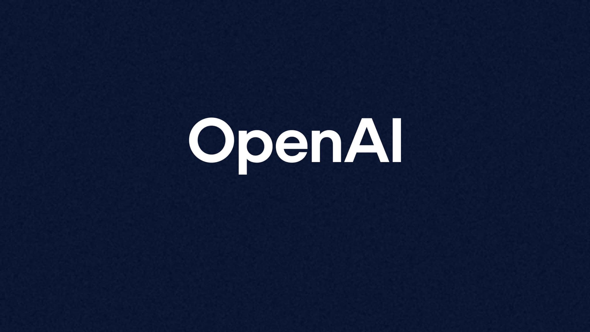 The OpenAI wordmark in white on a navy field. Photo illustration: SaasBuzz; OpenAI logo: public domain, via Wikimedia Commons