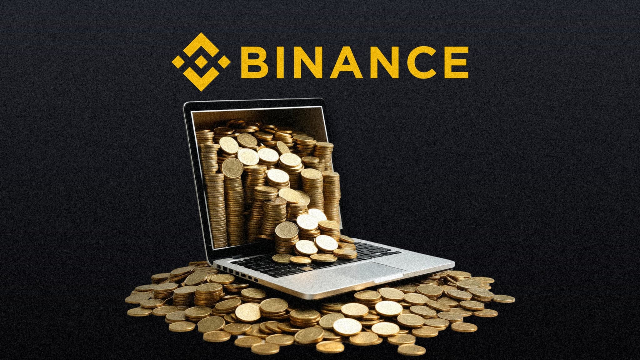 An illustration of the Binance logo over a laptop pouring gold coins, for the $6.3B hack the exchange says may have started on a DevOps engineer's laptop. Illustration: SaasBuzz, made with Z-Image; Binance logo: public domain, via Wikimedia Commons